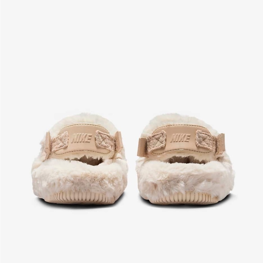 Nike Cream Fuzzy Slippers